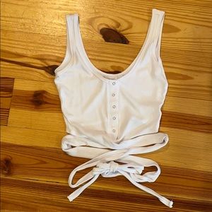 White ribbed cropped tank